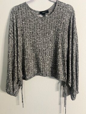 Forever 21 Gray Marled Ribbed Crewneck Sweater